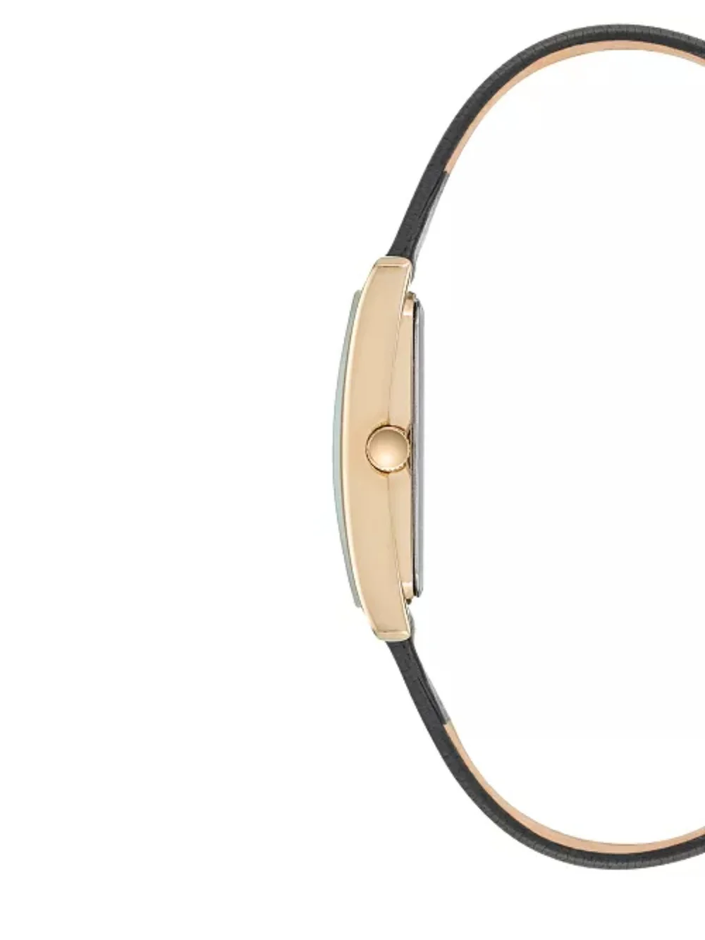 Anne Klein Women's Black Leather Strap Gold-Tone Rectangular Watch